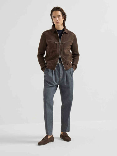 Brunello Cucinelli Hombre Barcelona Chaqueta Piel Ante color Marrón Oscuro sku 511-000643 01 - Foto 2