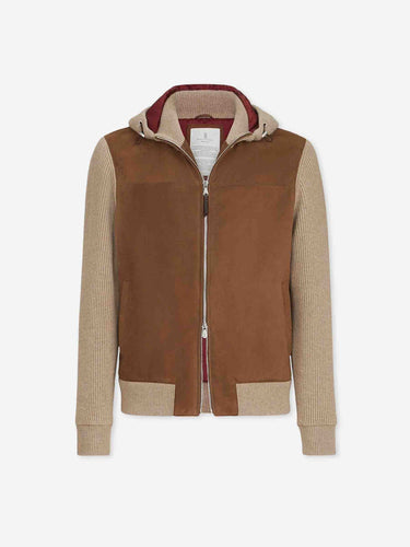 Brunello Cucinelli Hombre Barcelona Bomber Piel Ante color Camel sku 511-000663 01 - Foto 1