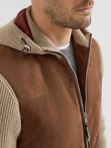 Brunello Cucinelli Hombre Barcelona Bomber Piel Ante color Camel sku 511-000663 01 - Foto 4