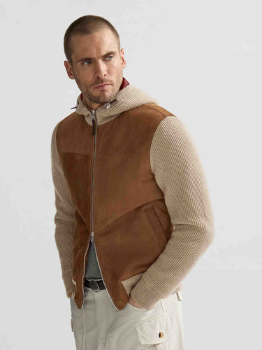 Brunello Cucinelli Hombre Barcelona Bomber Piel Ante color Camel sku 511-000663 01 - Foto 5