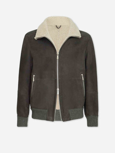 Brunello Cucinelli Hombre Barcelona Chaqueta Bomber Piel color Gris Antracita sku 511-000668 01 - Foto 1