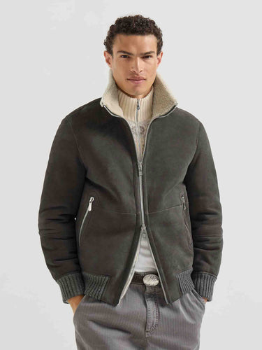 Brunello Cucinelli Hombre Barcelona Chaqueta Bomber Piel color Gris Antracita sku 511-000668 01 - Foto 2