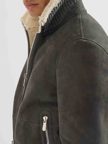 Brunello Cucinelli Hombre Barcelona Chaqueta Bomber Piel color Gris Antracita sku 511-000668 01 - Foto 4