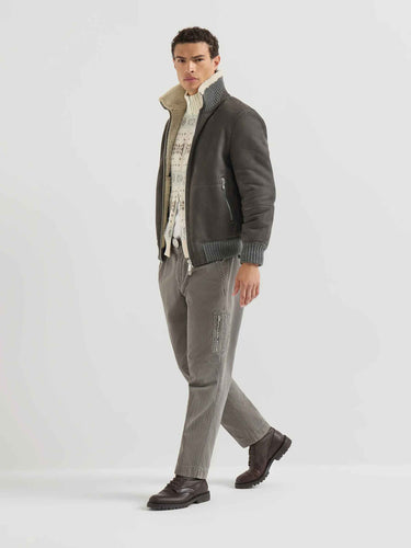 Brunello Cucinelli Hombre Barcelona Chaqueta Bomber Piel color Gris Antracita sku 511-000668 01 - Foto 5
