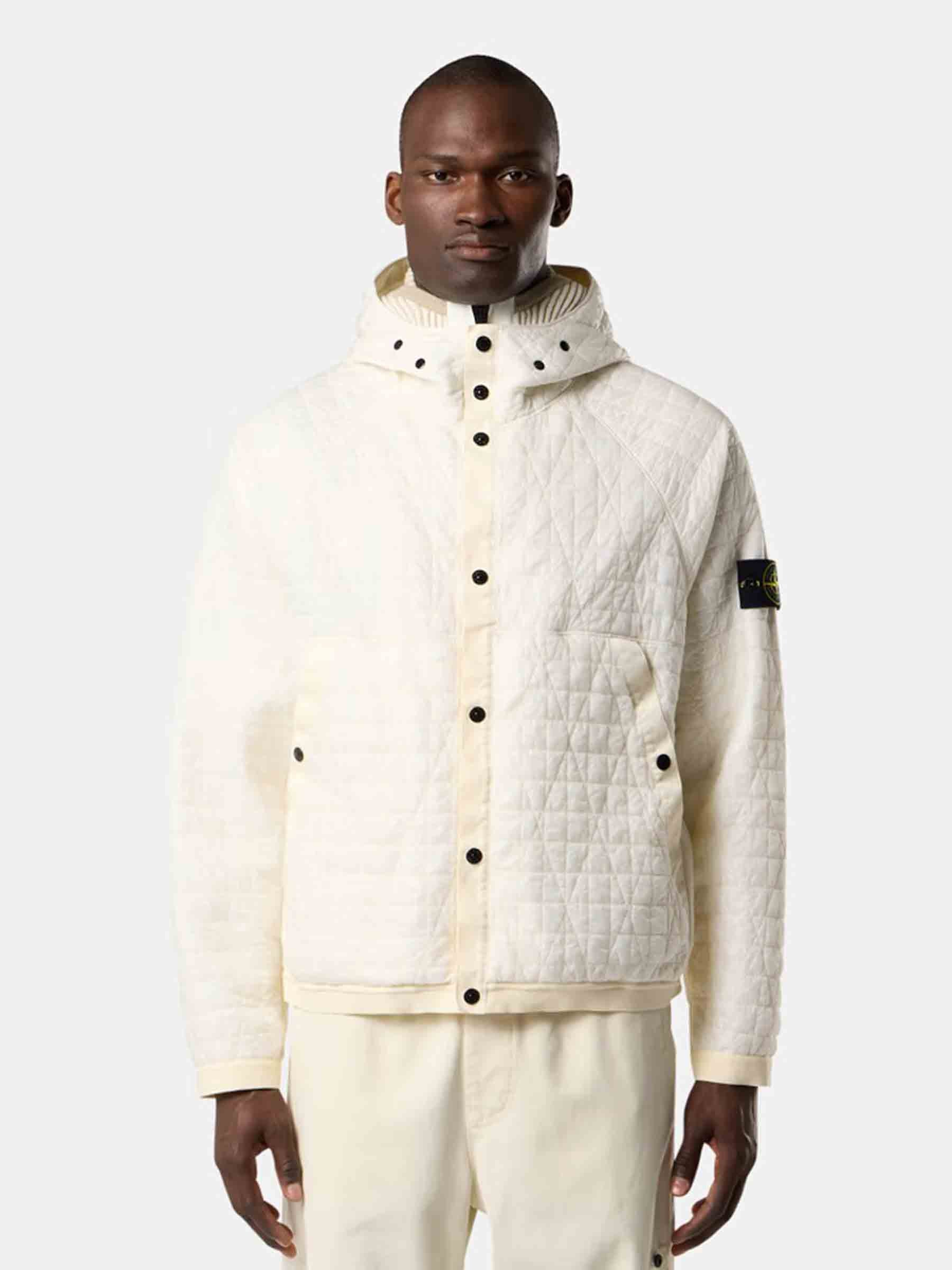 Stone Island Hombre Barcelona Chaqueta Acolchada Crickle color Blanco sku 512-002602 01 - Foto 2