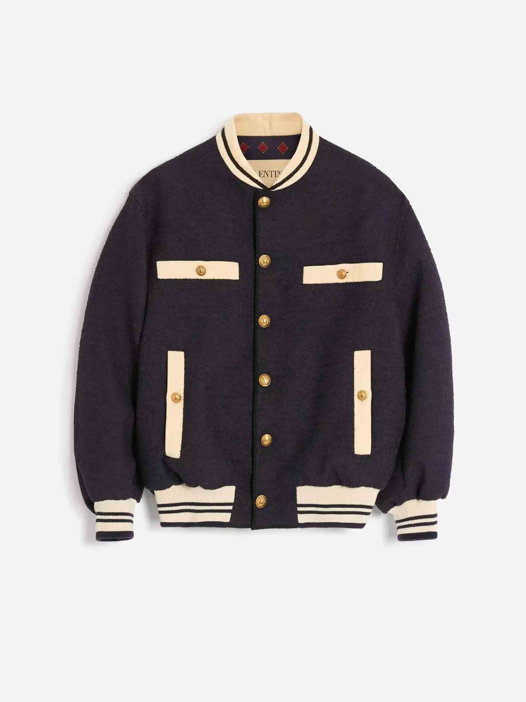 Valentino Hombre Barcelona Chaqueta Bomber Tweed color Azul Noche sku 512-002717 01 - Foto 1