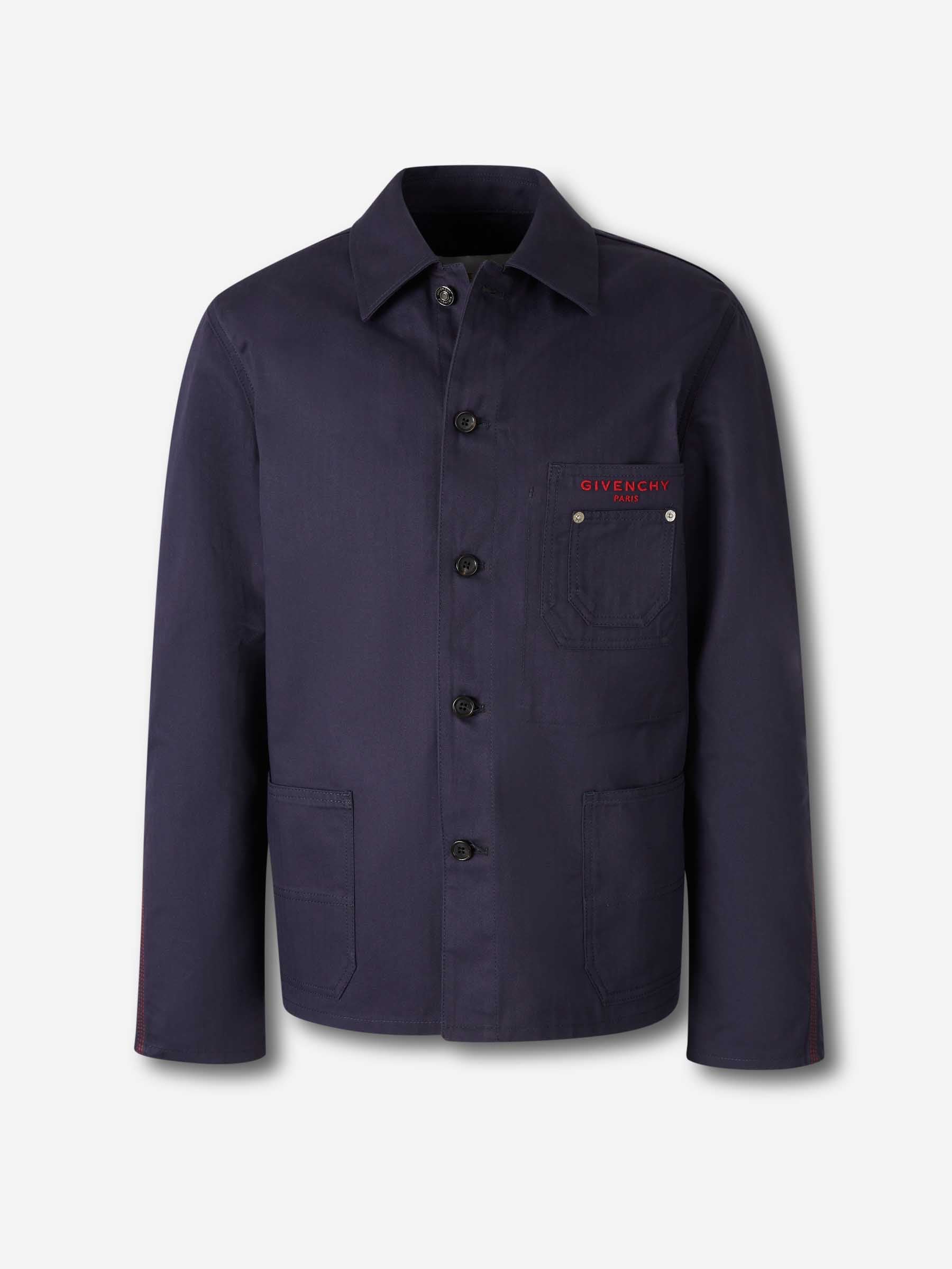 Givenchy Hombre Barcelona Sobrecamisa Logo Algodón color Azul Noche sku 512-002756 02 - Foto 1