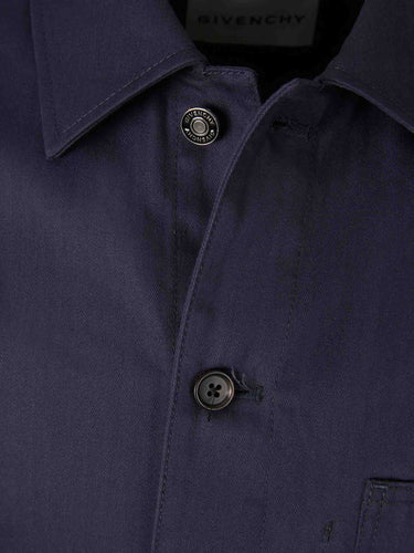 Givenchy Hombre Barcelona Sobrecamisa Logo Algodón color Azul Noche sku 512-002756 02 - Foto 3