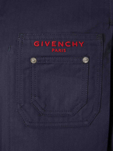 Givenchy Hombre Barcelona Sobrecamisa Logo Algodón color Azul Noche sku 512-002756 02 - Foto 4