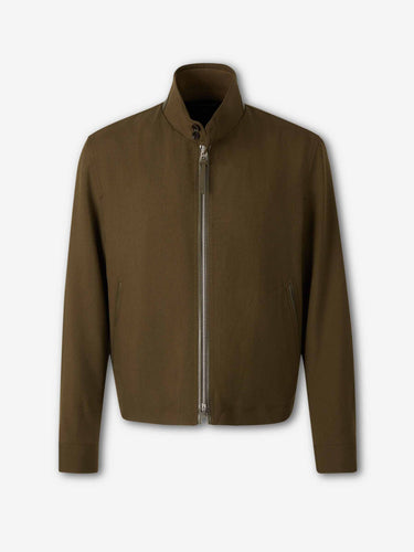 Tom Ford Hombre Barcelona Chaqueta Harrington Cashmere color Verde Militar sku 512-002767 01 - Foto 1