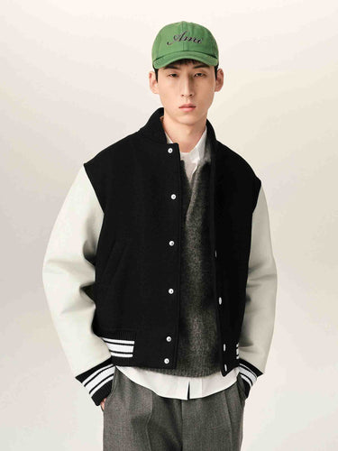 Ami Paris Hombre Barcelona Bomber Teddy Lana color Blanco Y Negro sku 512-002899 01 - Foto 2