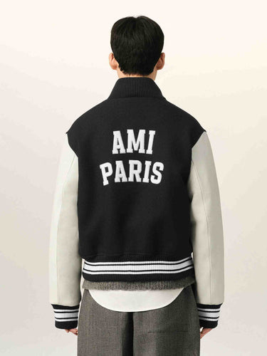 Ami Paris Hombre Barcelona Bomber Teddy Lana color Blanco Y Negro sku 512-002899 01 - Foto 3
