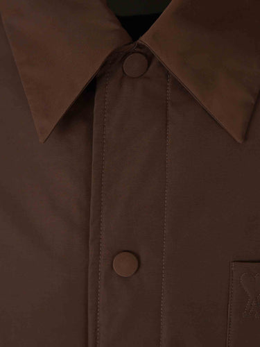 Ami Paris Hombre Barcelona Sobrecamisa Lisa Poliéster Algodón color Marrón sku 512-002903 01 - Foto 3