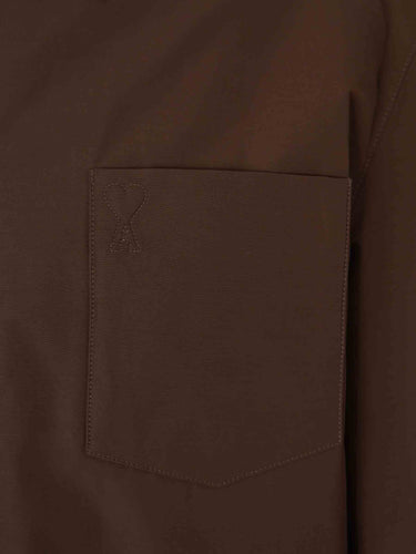 Ami Paris Hombre Barcelona Sobrecamisa Lisa Poliéster Algodón color Marrón sku 512-002903 01 - Foto 4