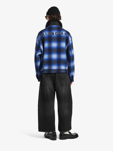 Balenciaga Hombre Barcelona Chaqueta Bomber Franela color Azul Marino sku 512-002927 01 - Foto 3