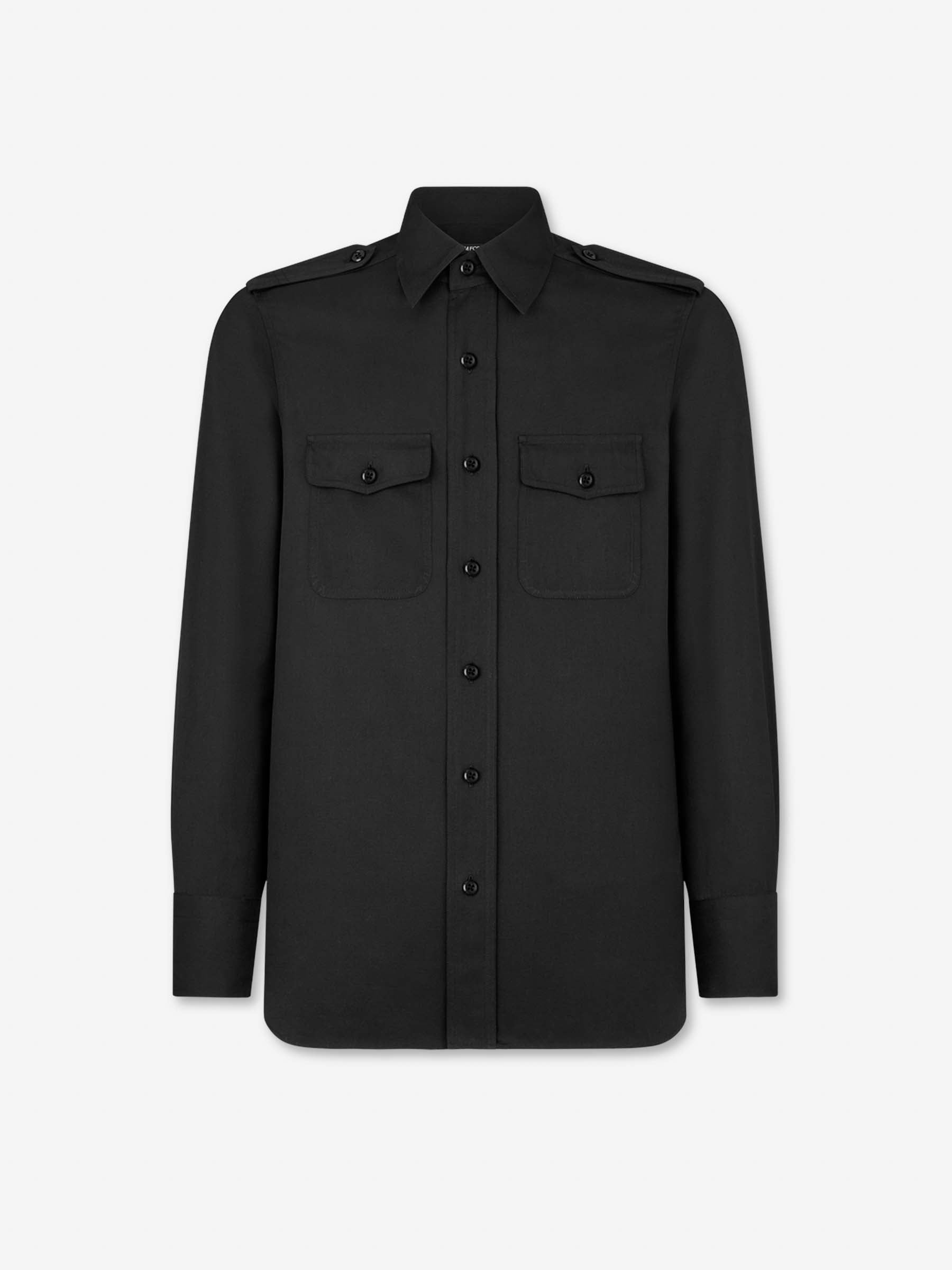 Tom Ford Hombre Barcelona Camisa Lisa Militar color Negro sku 513-000067 01 - Foto 1