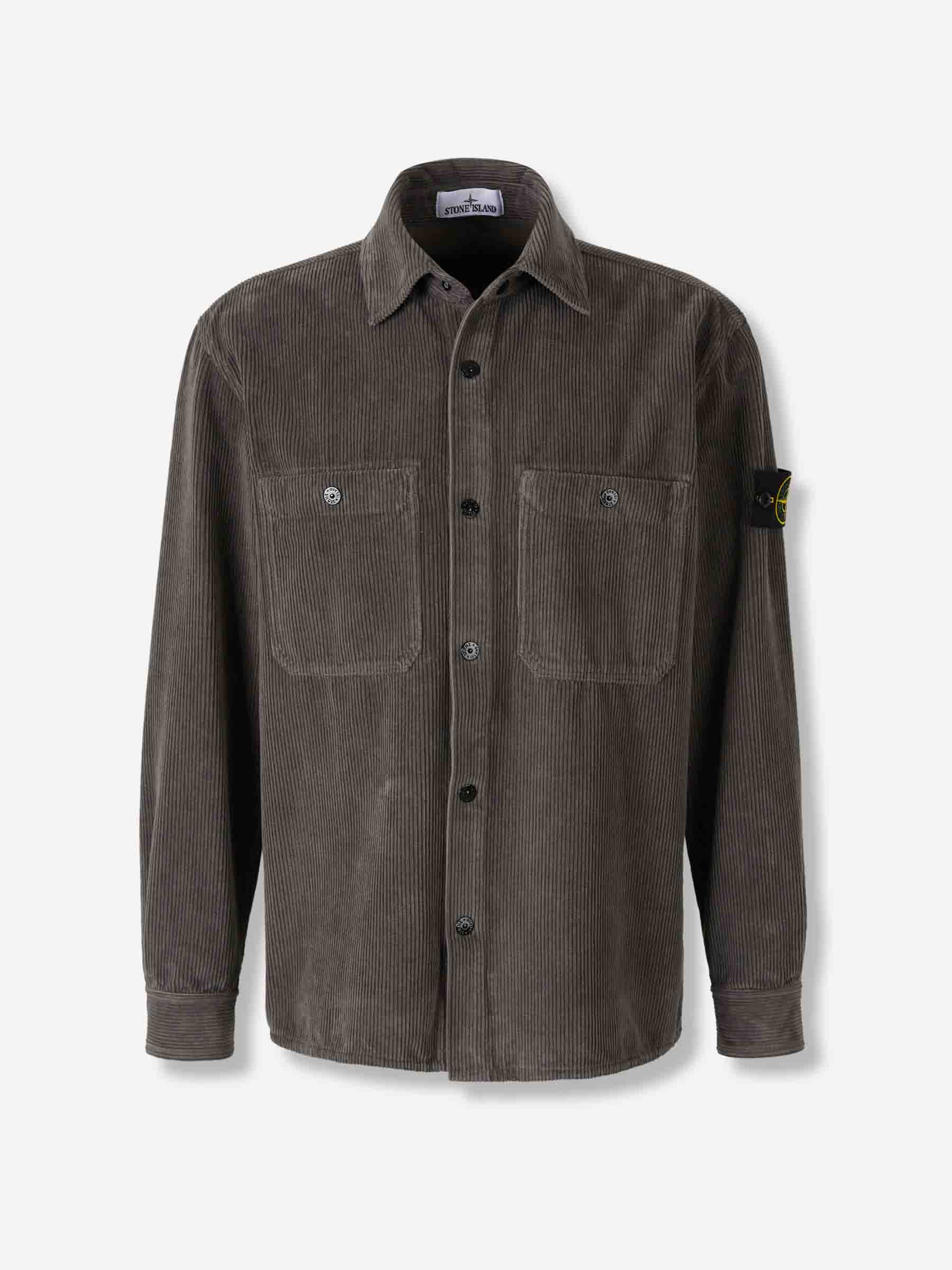 Stone Island Hombre Barcelona Sobrecamisa Pana color Verde Militar sku 513-000073 02 - Foto 1