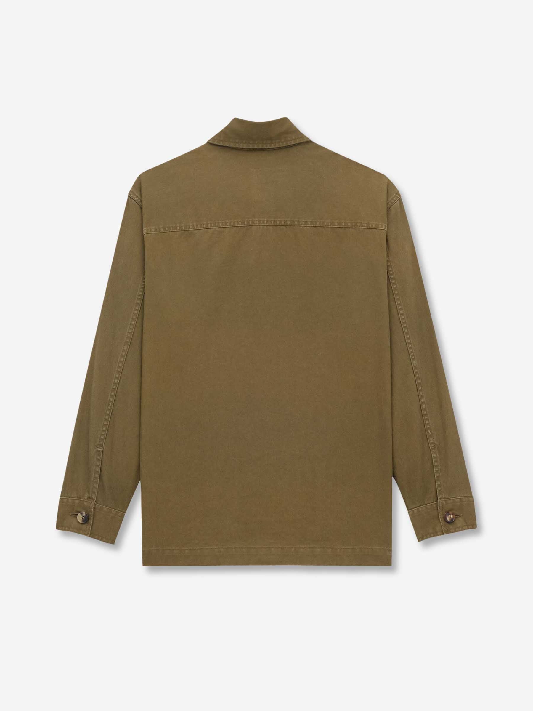 Saint Laurent Hombre Barcelona Sobrecamisa Cassandre de gabardina color Verde Militar sku 513-000097 01 - Foto 2