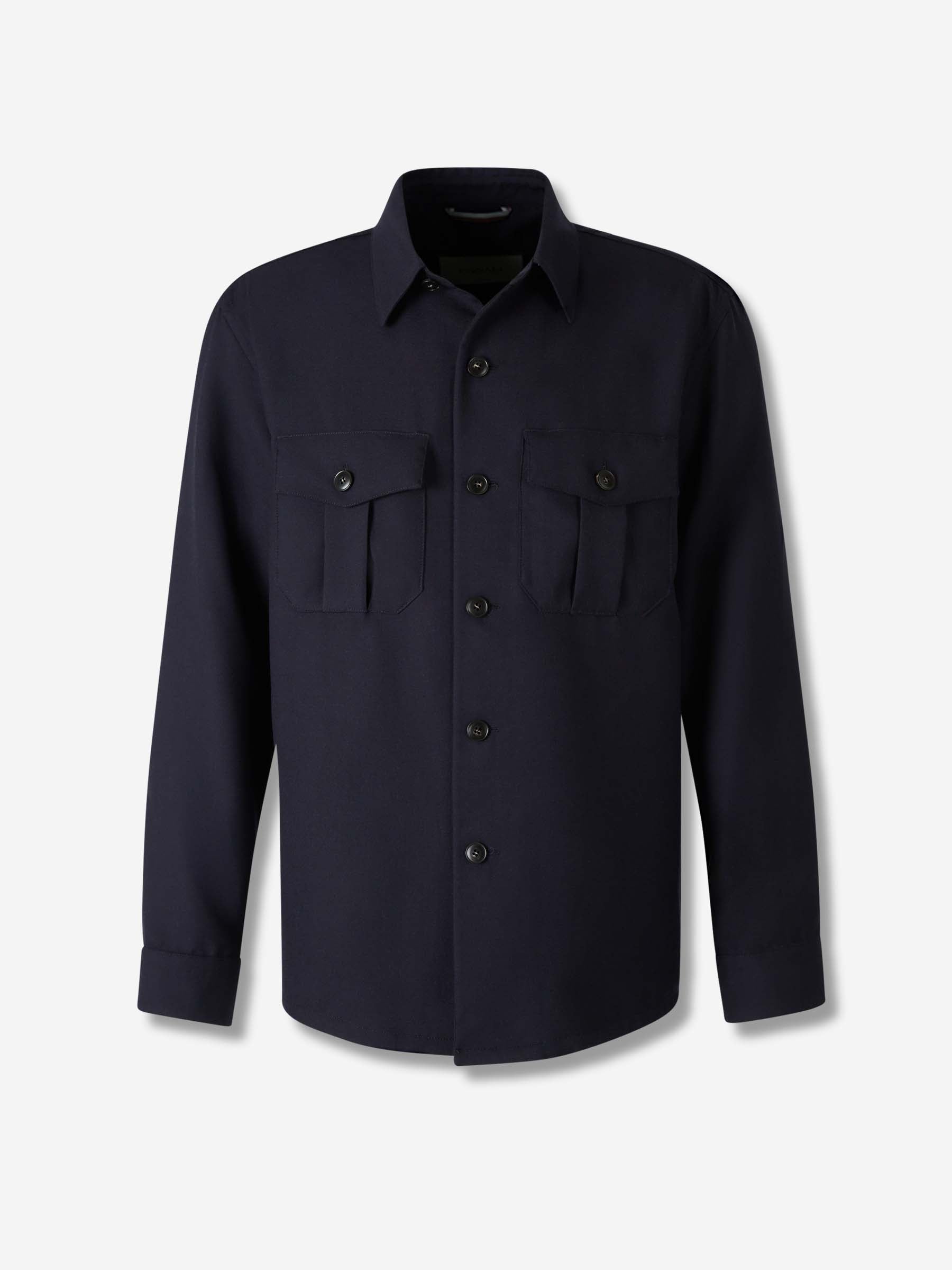 Canali Hombre Barcelona Sobrecamisa Lana Seda color Azul Marino sku 513-000101 01 - Foto 1