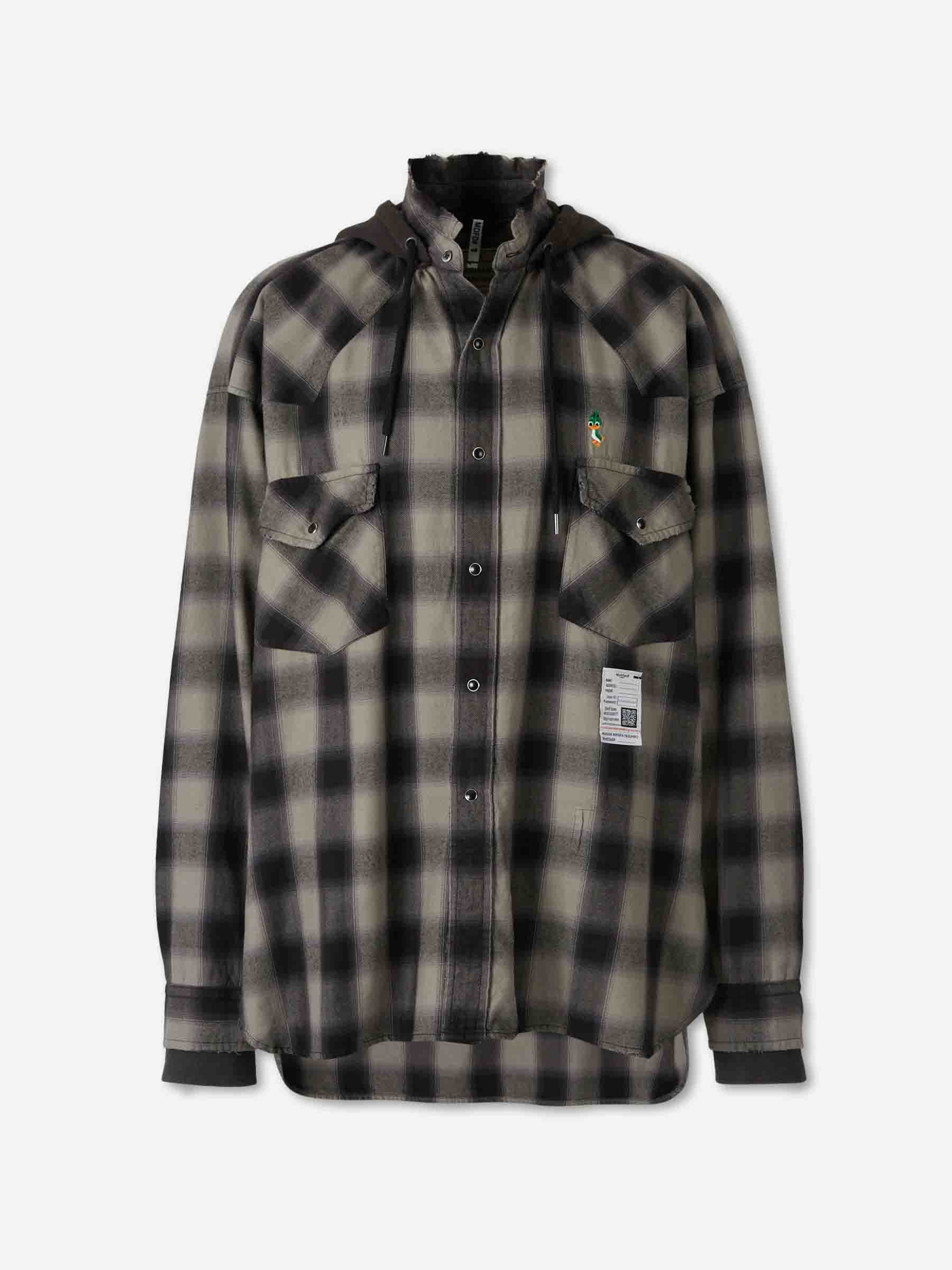 Maison Mihara Yasuhiro Hombre Barcelona Sobrecamisa Cuadros Capucha color Gris Antracita sku 513-000110 01 - Foto 1