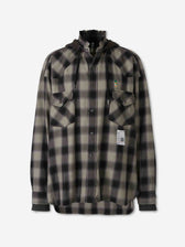 Maison Mihara Yasuhiro Hombre Barcelona Sobrecamisa Cuadros Capucha color Gris Antracita sku 513-000110 01 - Foto 1