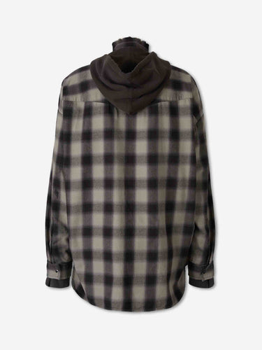 Maison Mihara Yasuhiro Hombre Barcelona Sobrecamisa Cuadros Capucha color Gris Antracita sku 513-000110 01 - Foto 2