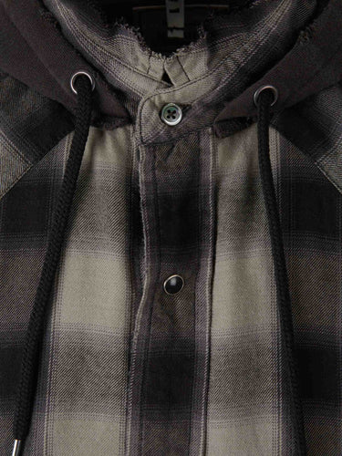 Maison Mihara Yasuhiro Hombre Barcelona Sobrecamisa Cuadros Capucha color Gris Antracita sku 513-000110 01 - Foto 3