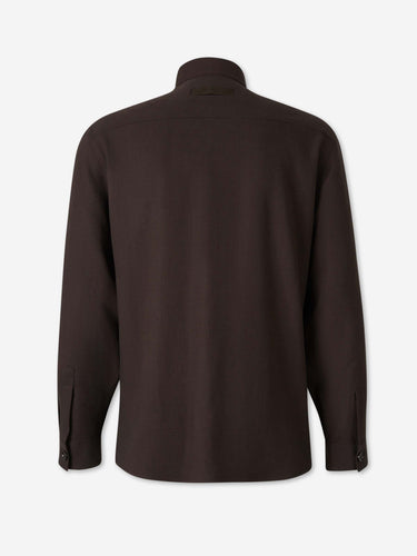 Zegna Hombre Barcelona Sobrecamisa Lino color Marrón Oscuro sku 513-000111 01 - Foto 2