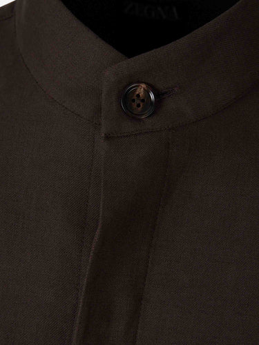Zegna Hombre Barcelona Sobrecamisa Lino color Marrón Oscuro sku 513-000111 01 - Foto 3