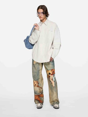 Acne Studios Hombre Barcelona Camisa Listada Casual color Blanco sku 513-000118 01 - Foto 1
