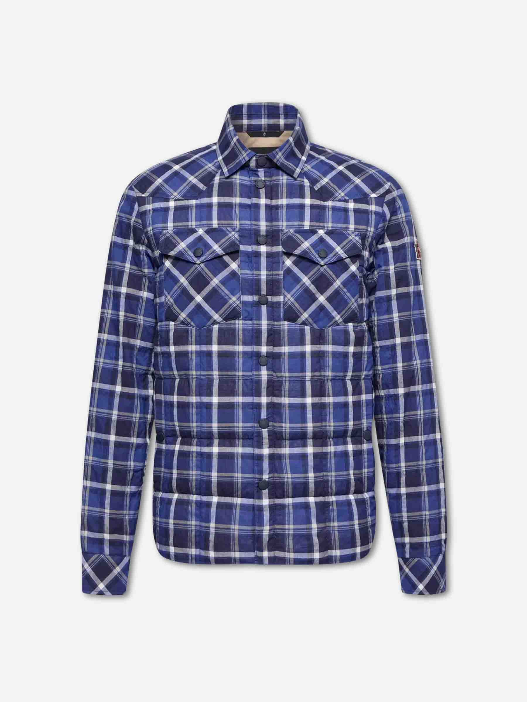 Moncler Grenoble Hombre Barcelona Sobrecamisa Acolchada Cuadros color Azul Cobalto sku 513-000132 01 - Foto 1