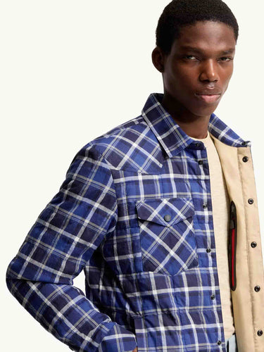 Moncler Grenoble Hombre Barcelona Sobrecamisa Acolchada Cuadros color Azul Cobalto sku 513-000132 01 - Foto 4