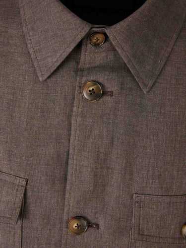 Canali Hombre Barcelona Sobrecamisa Lino color Marrón Oscuro sku 513-000156 01 - Foto 3