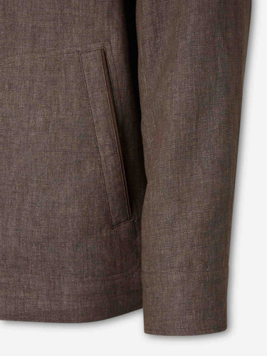 Canali Hombre Barcelona Sobrecamisa Lino color Marrón Oscuro sku 513-000156 01 - Foto 4