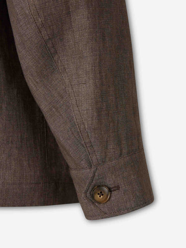 Canali Hombre Barcelona Sobrecamisa Lino color Marrón Oscuro sku 513-000156 01 - Foto 5