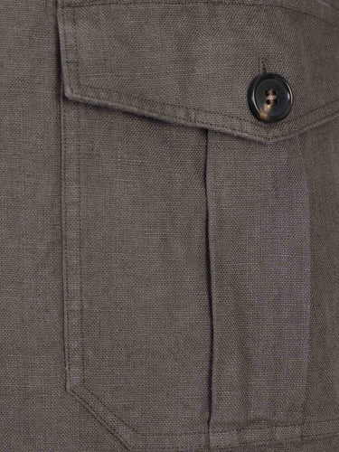 Vincenzo di Ruggiero Hombre Barcelona Camisa Lisa Lino color Marrón Oscuro sku 513-000164 04 - Foto 4