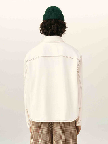 Ami Paris Hombre Barcelona Sobrecamisa Algodón color Marfil sku 513-000172 01 - Foto 3