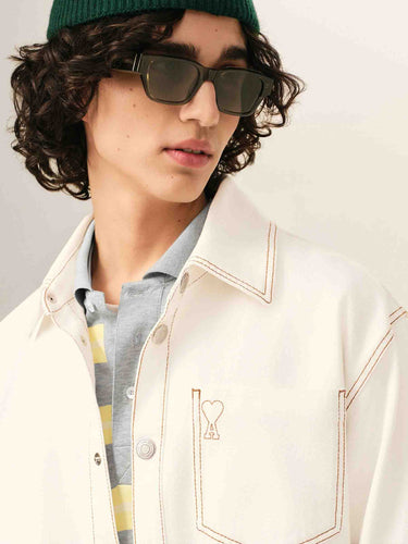 Ami Paris Hombre Barcelona Sobrecamisa Algodón color Marfil sku 513-000172 01 - Foto 4