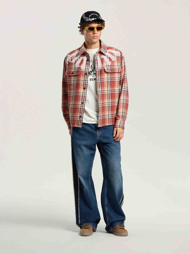 Palm Angels Hombre Barcelona Sobrecamisa Cuadros Logo color Rojo sku 513-000187 02 - Foto 2