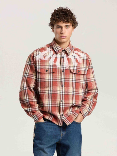Palm Angels Hombre Barcelona Sobrecamisa Cuadros Logo color Rojo sku 513-000187 02 - Foto 4