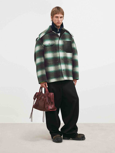 Balenciaga Hombre Barcelona Abrigo Corto Cuadros color Verde Oscuro sku 513-000198 01 - Foto 4