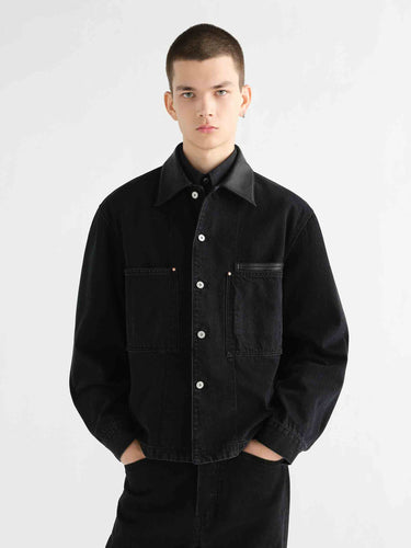 Lemaire Hombre Barcelona Chaqueta Denim Algodón color Negro sku 513-000218 01 - Foto 2