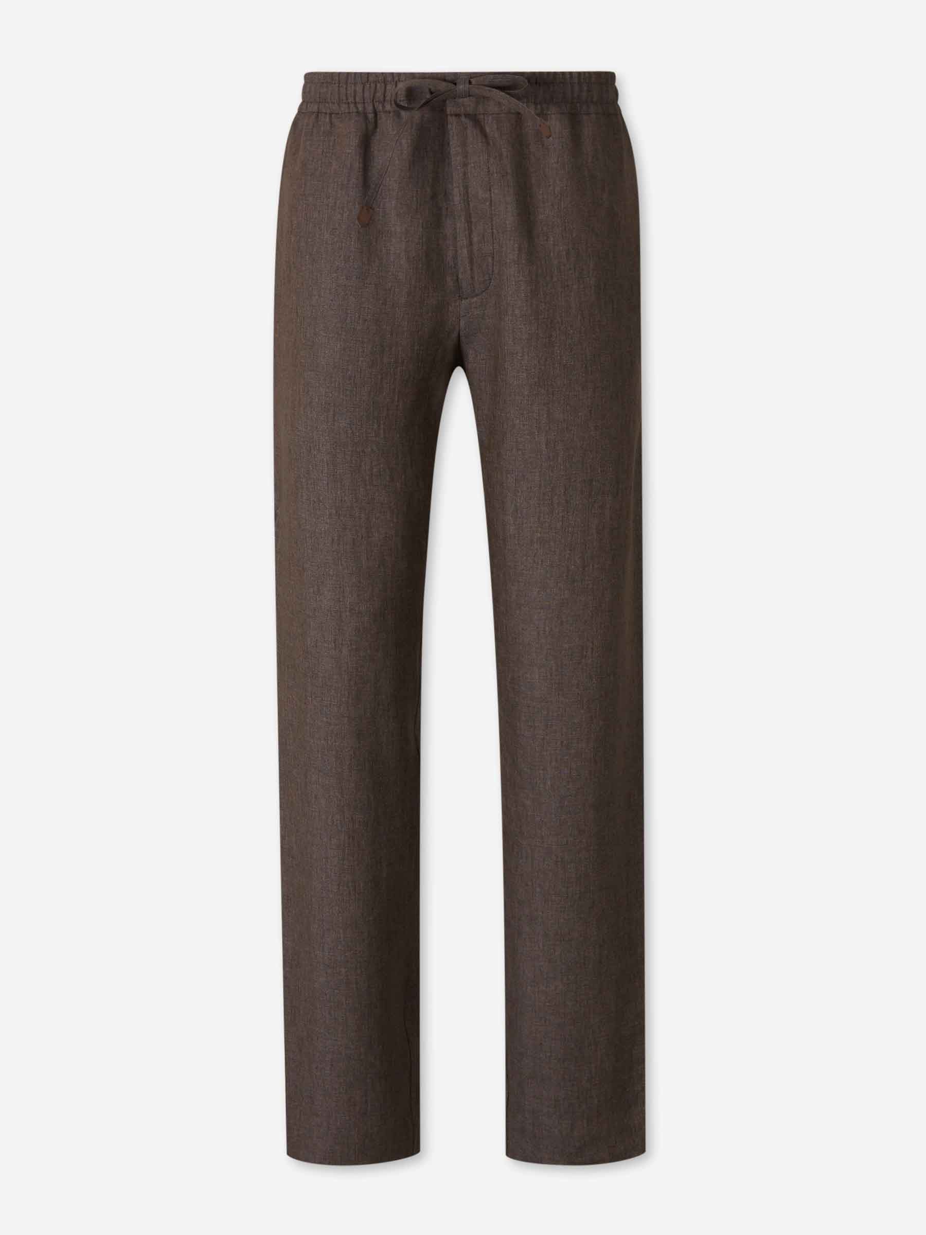 Canali Hombre Barcelona Pantalones Rectos Lino color Marrón Oscuro sku 521-003619 01 - Foto 1