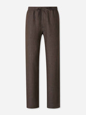 Canali Hombre Barcelona Pantalones Rectos Lino color Marrón Oscuro sku 521-003619 01 - Foto 1