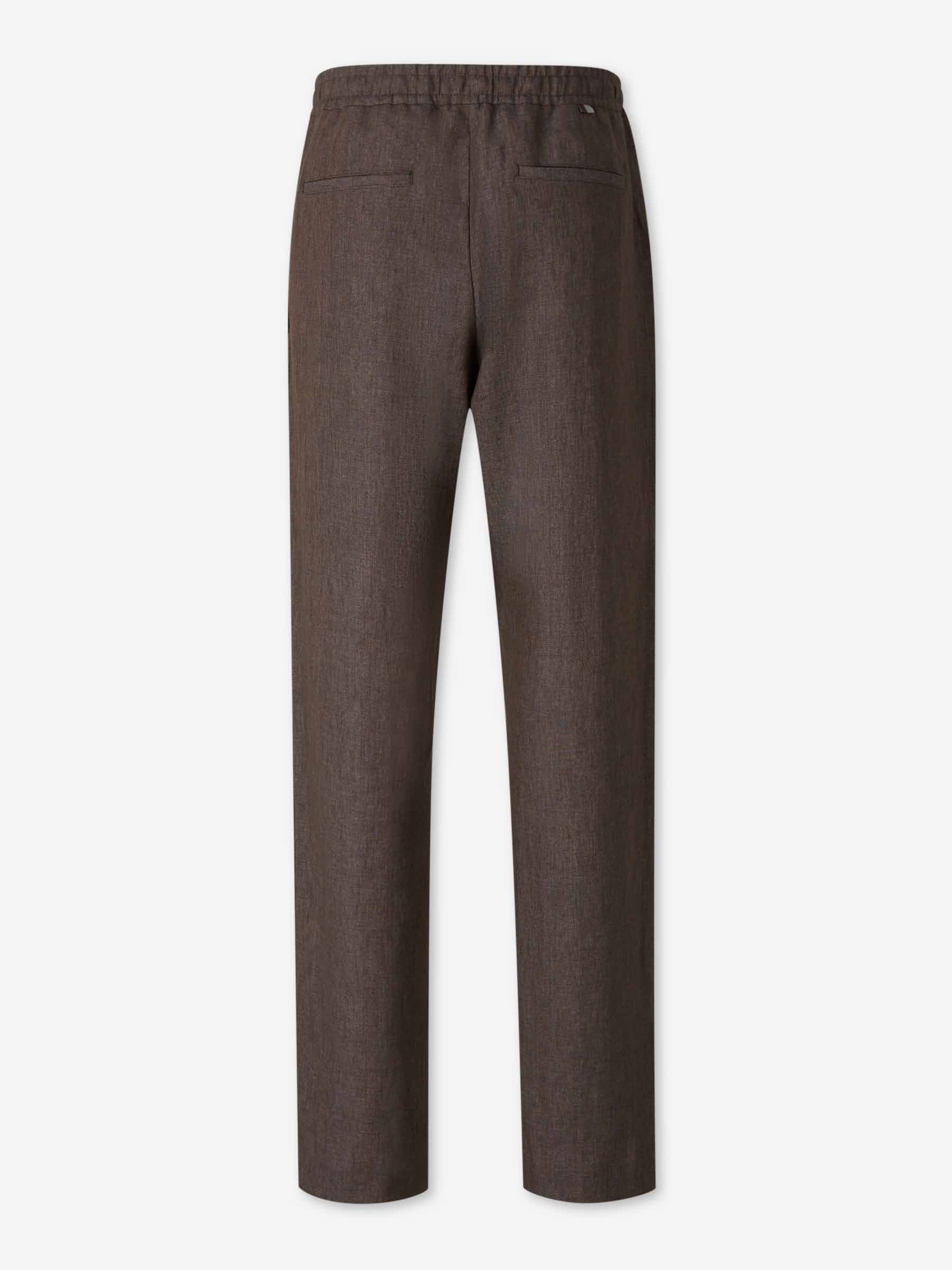 Canali Hombre Barcelona Pantalones Rectos Lino color Marrón Oscuro sku 521-003619 01 - Foto 2