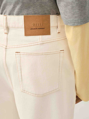 Ami Paris Hombre Barcelona Jeans Anchos Algodón color Beige sku 521-003674 01 - Foto 5