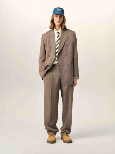 Ami Paris Hombre Barcelona Pantalones Pinzas Rayas color Marrón sku 521-003677 01 - Foto 2