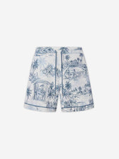 Amiri Hombre Barcelona Bermudas Motivo Palmeras color Azul Celeste sku 523-001266 01 - Foto 1
