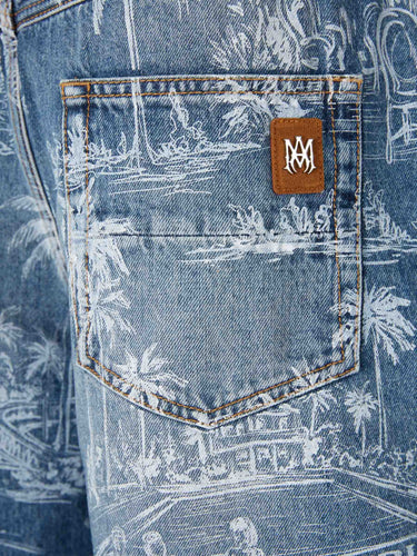 Amiri Hombre Barcelona Bermudas Denim Chateau Palms color Azul Denim sku 523-001268 01 - Foto 4