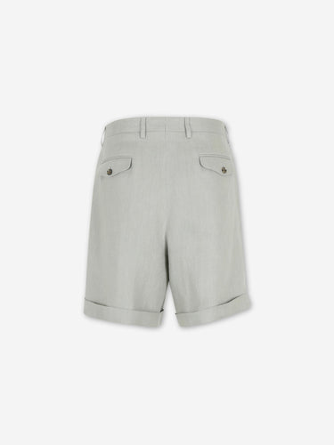 Lardini Hombre Barcelona Bermudas Lino Pinzas color Verde Manzana sku 523-001314 02 - Foto 2